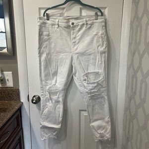 American Eagle White Ne(X)t Level Skinny Jeans Destructed Size 20